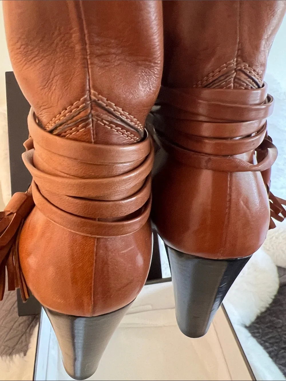 Lorenzo Masiero Women’s Tall Brown Leather High-Heel Boots. EU Women’s size 38.